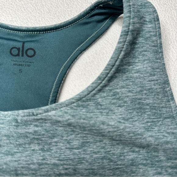 Alo Yoga Alosoft Serenity Sports Bra- Seagrass Heather - Picture 9 of 10